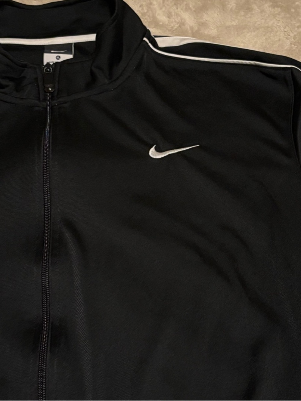 Nike Men's Retro Athletic Black and White Basketball Zip-Up Training Jacket - XL